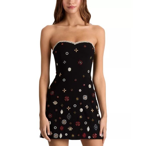 Alice + Olivia Dresses & Skirts - Alice and Olivia Women Black Embellished Iva Strapless Mini Dress Size US 4